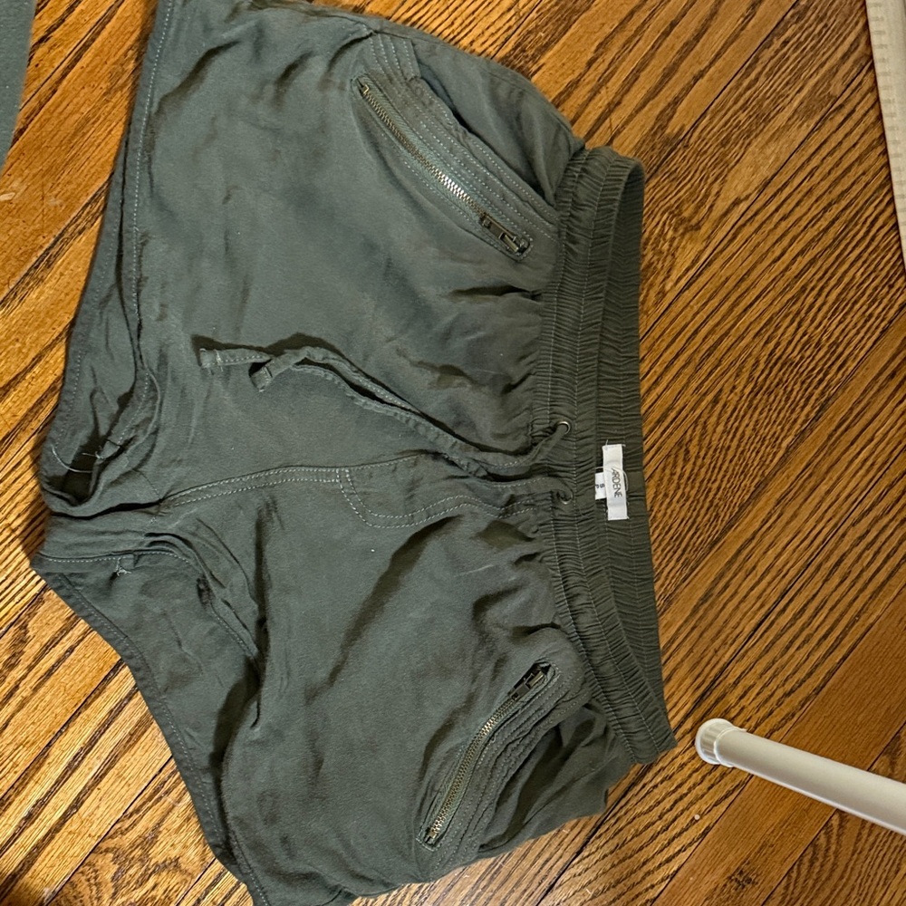 Dark Green Drawstring Athletic Shorts